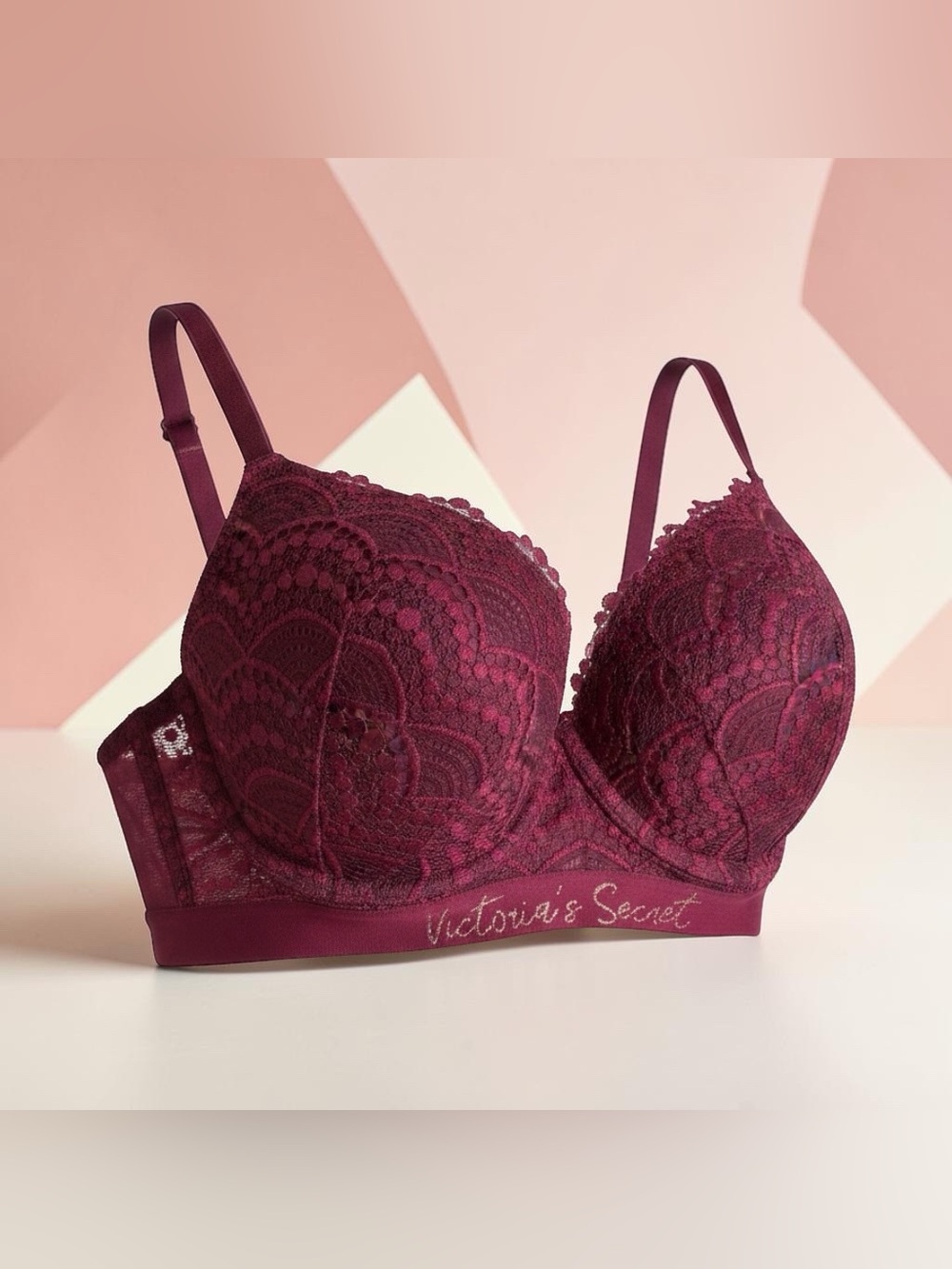 Victoria's Secret Women's Lace Push-Up Bra in Burgundy-34DD